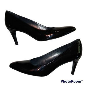 Stuart Weitzman Glossy Black Pointy Toe Heels